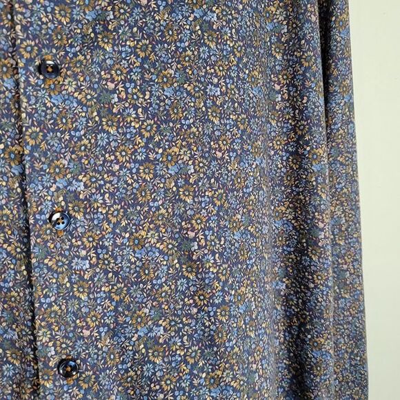 Serica Elite Size L NWOT Button Up Shirt Long Sleeve Floral Blue Multicolor - Picture 9 of 12